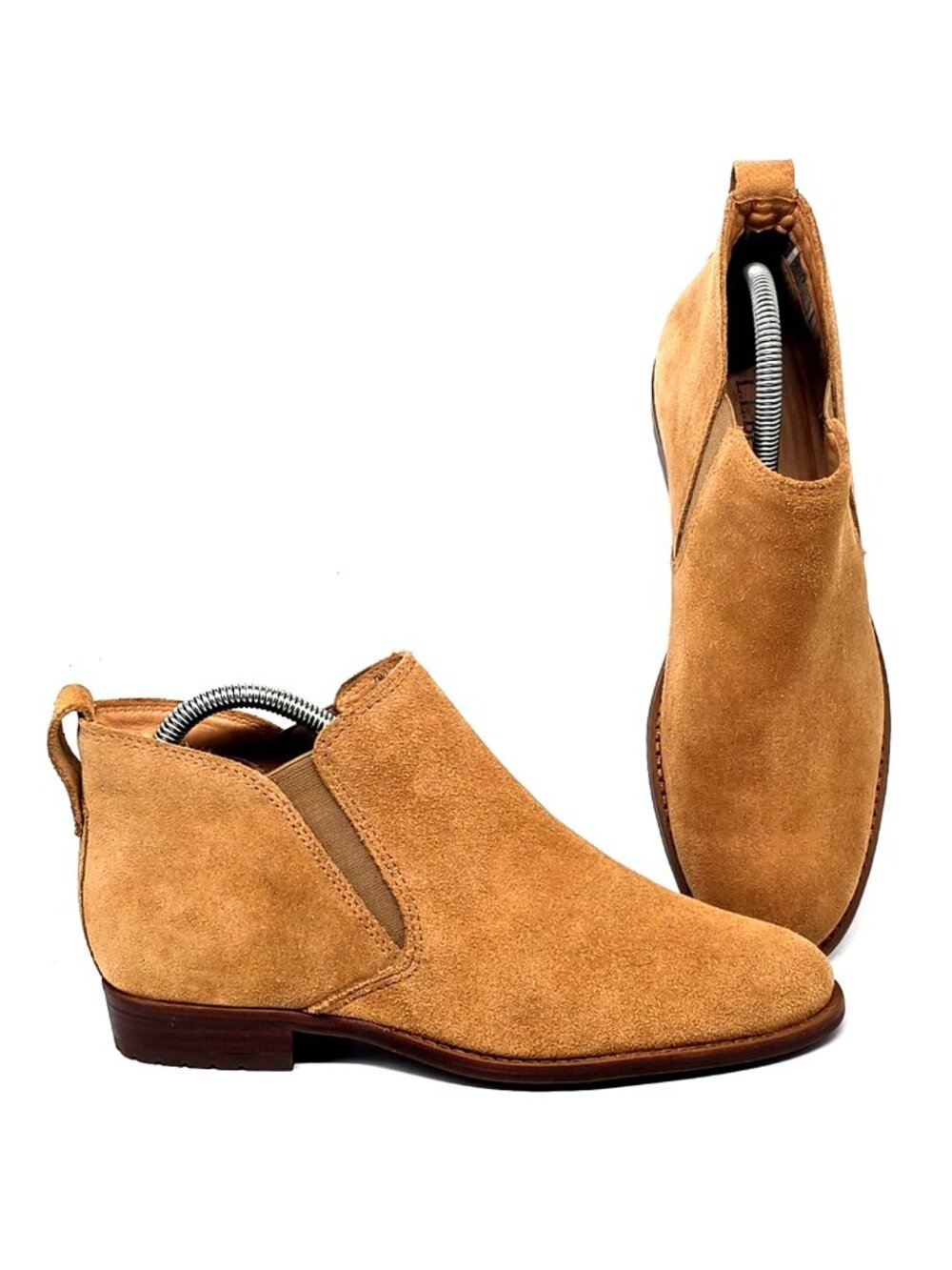L.L. Bean Casual Tan Suede Leather Pull on Ankle Booties Women's Size 7M